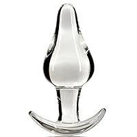 Anal Plug Glass Butt Plug Dilator for Comfortable Wear Prostate Massager with Curved Base and Tapered Tip Sex Toy for Men Women Masturbation