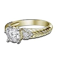 14k Yellow Gold Over 925 Sterling Silver 1 CT Round Cut Cubic Zirconia Aurora Princess Women's Engagement Ring