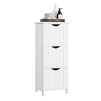 VASAGLE Bathroom Floor Cabinet, Free-Standing Storage Cabinet with 3 Drawers, 11.8 x 12.6 x 31.9 Inches, for Bathroom, Living Room, Kitchen, Modern Style, Matte White UBBC50WT