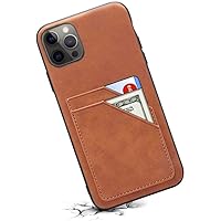 Genuine Leather Phone Cover Card Holder, Imitation Leather Shockproof Case for Apple iPhone 12 Pro Max (2020) 6.7 Inch (Color : Brown)