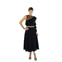 The Francesca Eyelet Spiral Sleeve Dress with Embellishments in Black
