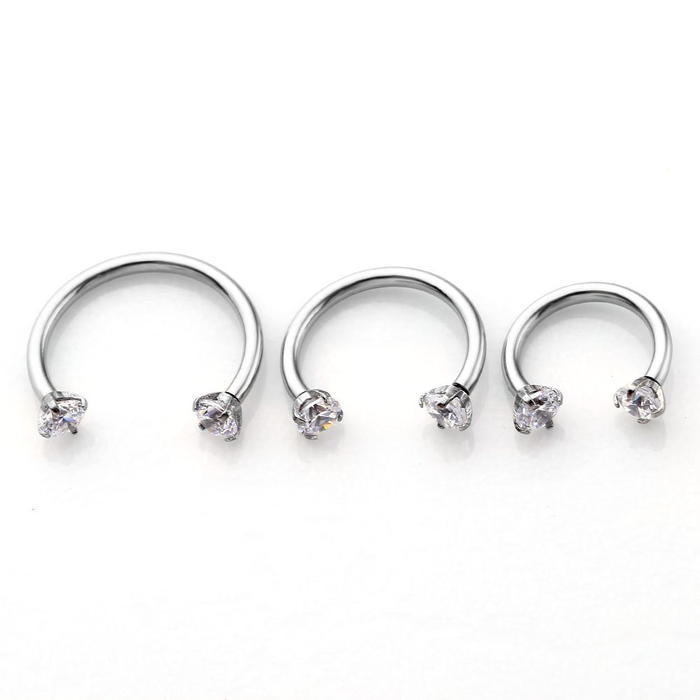 PiercingJ 2-6pcs 16G Clear Cubic Zirconia Stainless Steel Horseshoe Hoop Multi-functional Captive Ring for Nose Daith Lip Eyebrow Nipple Ear Cartilage Helix Septum