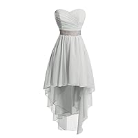 Short Sweetheart Ruched Chiffon Prom Homecoming Dress High Low Formal Party Ball Gown Silver 18W