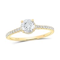 The Diamond Deal 14kt Yellow Gold Round Diamond Solitaire Bridal Wedding Engagement Ring 1 Cttw