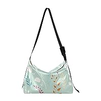 ALAZA Floral Leaf Pattern Mint Green Womens Tote Bag Leather Shoulder Bag For Women Men Large Hobo Cross Body Bags Handbag