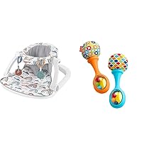 Fisher-Price Portable Baby Chair Sit-Me-Up Floor Seat with Developmental Toys & Machine Washable Sea & Baby Newborn Toys Rattle 'n Rock Maracas