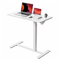 Mobile Standing Desk, Pneumatic Adjustable Rolling Desk(31.5 Inches), Portable Laptop Desk with Wheels, Overbed Bedside Table Laptop Table for Couch, Home, Office, White
