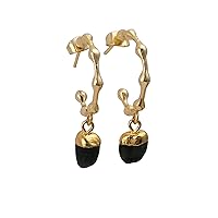 Red Garnet Gemstone Earring | Prong Sett Stud Hoop Earring | Handmade Gold Plated Earring | Stud For Women Jewelry 2083)1