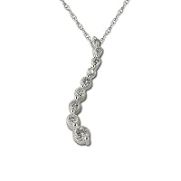 AGS Certified Natural Diamond (SI2-I1, G-H) Journey Pendant 1/2 ctw 14K White Gold. Included 18 inches Gold Chain.
