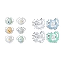Tommee Tippee Nighttime Pacifiers, 0-6 Months, 6 Pack of Glow in The Dark Pacifiers & Ultra-Light Silicone Pacifier, Symmetrical One-Piece Design, BPA-Free Silicone Binkies, 0-6M, 4-Count