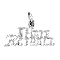 18K White Gold I Hate Football Pendant, Made in USA