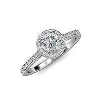IGI Certified Round Lab Grown (VS1/F) & Natural Diamond 1.35 ctw Women Halo Engagement Ring 14K Gold