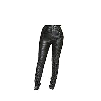 Women's Faux Leather Leggings Pants PU Elastic Shaping Hip Push Up Black Sexy Stretchy High Waisted Tights