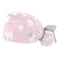 Roses Seamless Adjustable Working Cap with Buttons Elastic Ribbon Tie Back Hat for Women