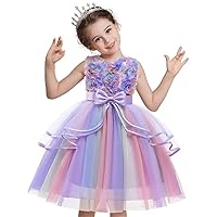 Girl Rainbow Wedding Dress Princess Tutu Ball Gown