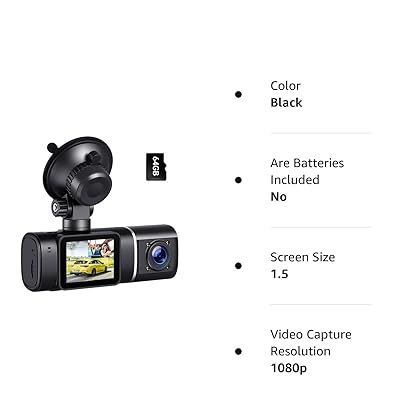VSTARK Dual Dash Cam FHD 1080P Front and Inside Dash Camera with 64GB SD Card Infrared Night Vision Car Camera with 1.5