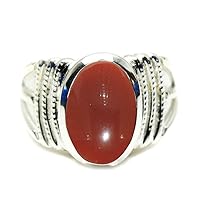 Choose Your Color Genuine Oval Gemstone Sterling Silver Bold Band Rings Handcrafted Sizes 5-13