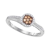 The Diamond Deal 10kt Yellow Gold Womens Round Brown Diamond Cluster Ring 1/5 Cttw