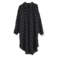 Spring Autumn Oversized Black Vintage Tassel Dresses for Women Long Sleeve Loose Casual Shirt Dress Clothes
