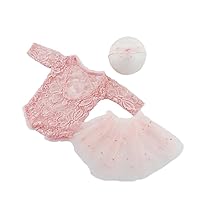 IBTOM CASTLE Newborn Photography Outfits Girl Boho Lace Romper Dress Infant Photoshoot Outfits With Pearl Headband Tutu Skirt