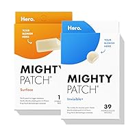 Mighty Patch Invisible+ & Surface Bundle - Acne Patches for Daytime and Larger Breakout Treatment of Pimples. Clean, Vegan-Friendly, Cruelty-Free