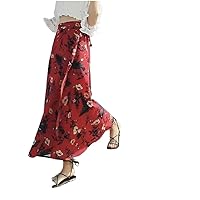 One Piece Split Print Lace Wrap Skirt Holiday Women High Waist Irregular Skirts