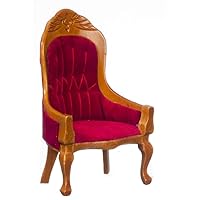 Dolls House Miniature Furniture Victorian Red and Walnut Gents Salon Chair