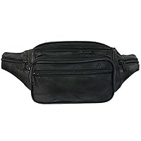 Genuine Leather Fanny Pack Waist Bag Body Pouch Pockets Organizer Phone Holder (Lrg 16 * 6.5 * 3.5, Black Patchwork)