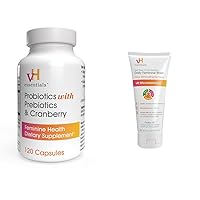 vH essentials Probiotics with Prebiotics and Cranberry Feminine Health Supplement & Ph Balanced Daily Feminine Wash, Tea Tree Oil & Prebiotic, 6, Fl Oz, (Pack of 1) 54306 Clear