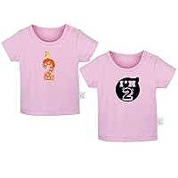 Pack of 2, Happy Second Birthday & I'm 2 Print Tshirt, Newborn Infant Baby Unisex T-Shirts, Toddler Graphic Tee Tops