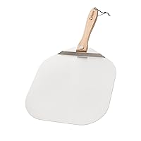 Chef Pomodoro Aluminum Metal Pizza Peel with Foldable Wood Handle for Easy Storage, Pizza Spatula, Gourmet Luxury Pizza Paddle for Baking Homemade Pizza Bread (16 x 14 inch)
