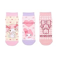 454770 Children's Sneakers Socks, 3 Pairs Set, Socks, 5.1 - 5.9 inches (13 - 15 cm), My Melody, My Melody, Character