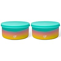 Silipint: Silicone 30oz Lidded Bowls: 2 Pack Aurora -Unbreakable, Flexible, Sustainable, Microwave-Oven-Dishwasher, Seasonal Color
