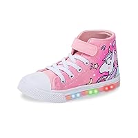Kids Toddler Light Up Sneakers Girls Boys Easy Fasten Canvas Shoes Unisex-Child High Top Sports Casual Shoes