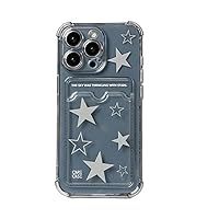 Mamarmot for iPhone 13 Case Cover, Korean Y2K Star Soft Case with Card Slot Holder Cute Kawaii Transparent Protective Shockproof Back Cover for iPhone 13 (for iPhone 13)