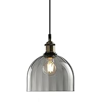 Modern Smoke Grey Pendant Lights, Brushed Bronze Finish Pendant Light Fixtures, Pendant Lights Kitchen Island with Hand-Made Bell Shape Glass Dining Room Light Fixture