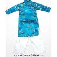 Ao Dai, Vietnamese Traditional Dress for Children - Turquoise/Size#4 - similar to US Size 2T
