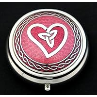 Pill Box in a Celtic Trinity Heart Design. (Red)