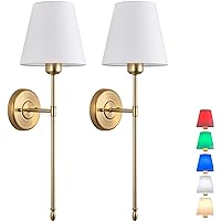 Battery operated wall lamp set of 2,Wireless wall sconces,wall light fixtures with remote,Charging bulbs,Fabric lampshade,For living room,TV Wall,Bedroom.With bulbs+remote control+charging cable