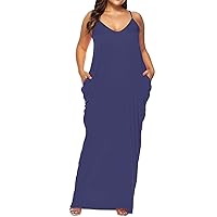 Indian Dresses for Women, Large Size Floor Length Irregular Loose Suspender Sexy Double Pocket Dress, XL XXXL
