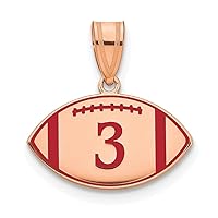 14K Rose Gold Football Enameled Customize Personalize Engravable Charm Pendant Jewelry Gifts For Women or Men (Length 0.43