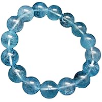 12mm Natural Gemstone Blue Topaz Round shape Smooth cut beads 7.5 inch stretchable bracelet for men. | HS_Stbr_M_02299