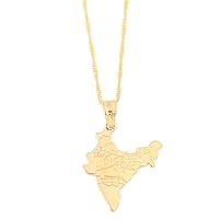 India Map Pendant Necklaces Chain Indian for Women Girl Gold Plated Hindu Jewelry