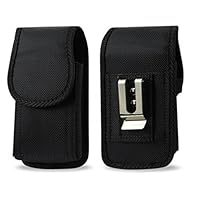 Military Grade Heavy Duty Holster Nylon Metal Clip Compatible with Flip Phone or Smartphone Up to 4.25x2.25x0.85 Inch in Dimensions, Rugged Nylon Canvas Carrying Case with Belt Clip