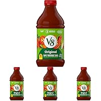 V8 Original 100% Vegetable Juice, Vegetable Blend with Tomato Juice, 46 FL OZ Bottle (Pack of 4)