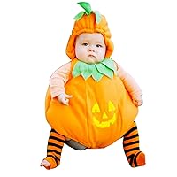 Infant Boys Girls Halloween Outfits Unisex Baby Pumpkin Clothes Set 2pcs Romper + Hat