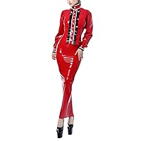 Sexy Latex Bodycon Pencil Skirt for Women Zip High Waist PU Patent Leather Long Seamless Tight Shiny Skirts