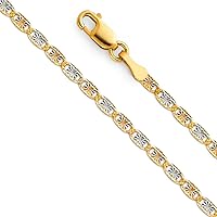 14ct 2.0mm Yellow Gold White Gold and Rose Gold Rail Sparkle Cut Chain Necklace Jewelry for Women - Length Options: 41 46 51 56 61