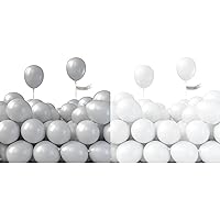 PartyWoo Gray Balloons 50 pcs 5 inch and White Balloons 50 pcs 5 inch
