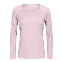 Women's Workout Long Sleeve Tops Crewneck Seamless Running Gym Shirts Breathable Yoga Athletic Solid Sports T Shirt